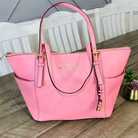 Michael Kors Charlotte Large Top Zip Tote Tea Rose - Picture 1 of 13